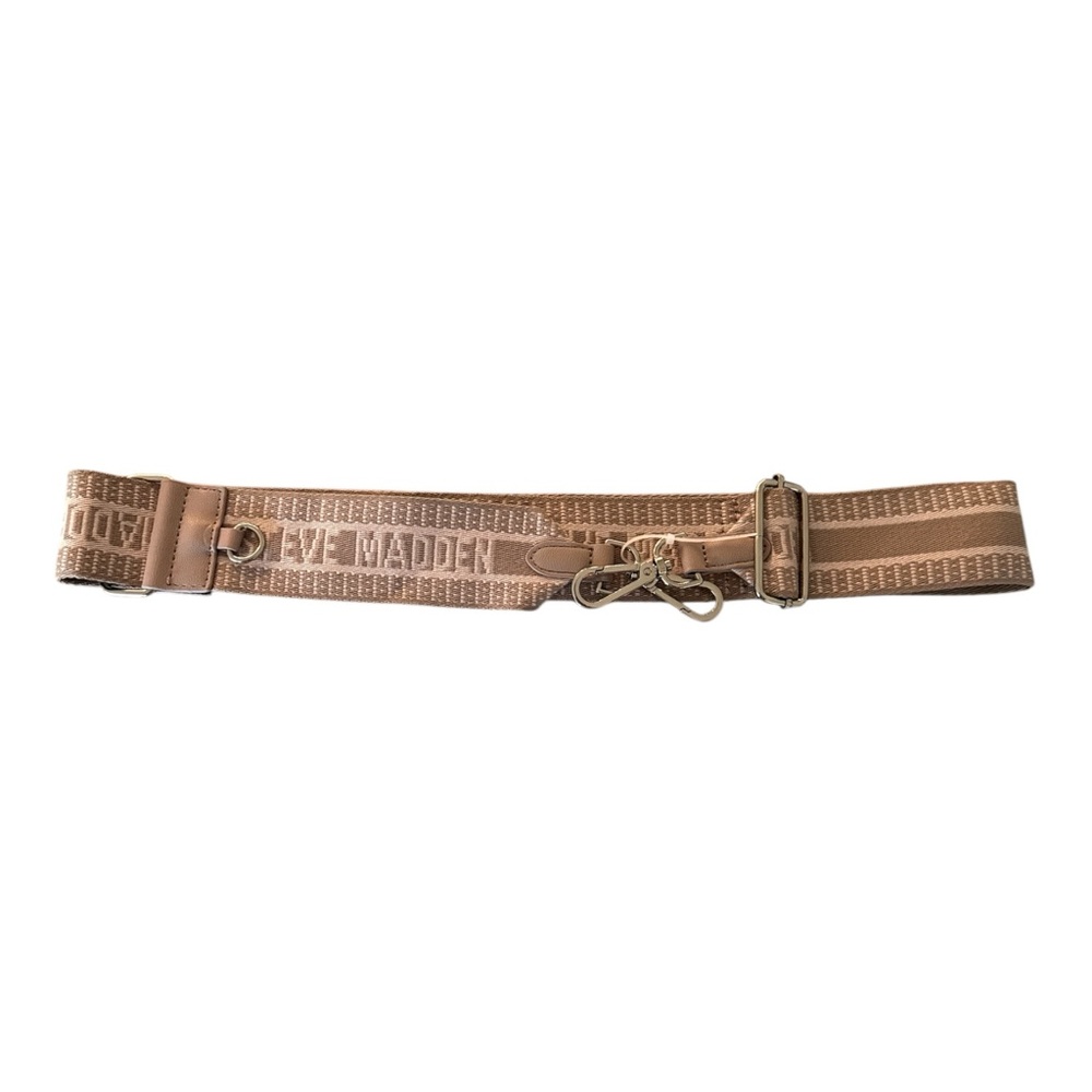 STEVE MADDEN Replacement Strap Purse Tote Bag Nylon Logo Print Wide Brown Tan